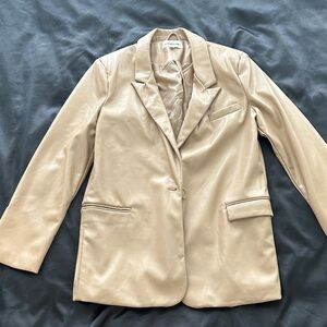 Vigoss Faux Leather Beige Blazer